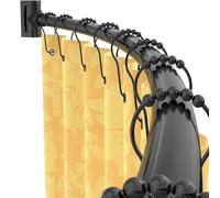 Curved Shower Curtain Rod For Bathroom 38-72 Inches, Adjustable Length, Curved Shower Rod, 0.9MM thickness, Round Shower Curtain Rods, Rotate Bracket For Large Shower Space, Need Drilling, Matte Black