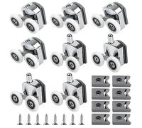 Curved Shower Door Rollers, 8pcs Shower Glass Door Rollers, 23mm Replacement Shower Door Wheels with Anti-Collision Block and Screws Chrome, Shower Roller Wheels for Curved Bathroom Showerroom Doors