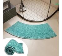 Curved Shower Mat 100x40cm,Curved Corner Shower Bath Mat,Soft Fluffy Anti Slip Bathroom Rugs,Absorbent Fanned Bathmat Carpet For Hotel Home Shower Bathtub Floor Decor Machine Washable