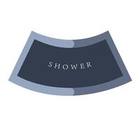 Curved Shower Mat 18x39'' Curved Bath Mat Absorbent Shower Rug, Non Slip Quadrant Washable Fast Drying Corner Rug for Dark Blue