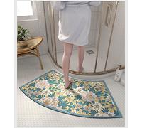 Curved Shower Mat for Quadrant Shower Stall,Absorbent Diatom Mud Quick Drying Non-slip Bath Mat,Semi-Circular Bathroom Foot Mat for Round Showers