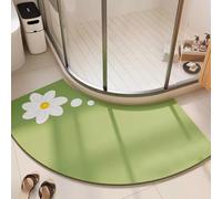 Curved Shower Mat Outside Shower, Fast Drying Bath Mat Non Slip Anti Mould, Super Absorbent Diatomaceous Earth Shower Mat(Green,45 * 70cm)