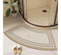 Curved Shower Mats Grey, Strong Absorbent Curved Bath Mat for Round and Corner Shower, Fast Drying Corner Bath Mat, Rubber Non-Slip Bottom Shower Mat Outside Shower,A,18x30inch/45x75cm