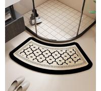 Curved Shower Mats, Simple Lines Pattern Absorbent Fast Drying Curved Bath Mat for Round and Corner Shower, Rubber Non-Slip Bottom Corner Shower Mat Rug Carpet (COLOR 3,45x70cm)