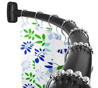 Curved Shower Rod, 45-75 Inch Shower Curtain Rod, Premium Stainless Steel, Never Rusts, Adjustable, for Bathroom, Black, Need to Drill