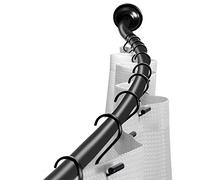 Curved Shower Rod Adjustable 112-180cm, Telescopic Shower Curtain Pole Extensible Shower Rail Including Fittings (Black)