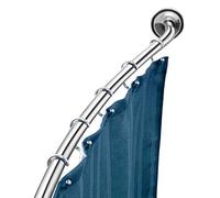 Curved Shower Rod Stainless Steel Adjustable 112-180cm, Telescopic Shower Curtain Pole Extensible Shower Rail Including Fittings (Chrome)