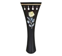 Curved Side Violin Tailpiece 4/4 Ebony Part with Mother-of-Pearl Floral Face, Four-Hole String Pattern, 1 Unit for Maintenance Workshop Use Violin Tailpiece Ebony Replacement Floral Inlay Four Hole