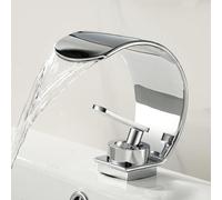 Curved Single Handle Bathroom Sink Faucet - Stainless Steel Waterfall Mixer Tap for Hot & Cold Water - Modern Design for Elegant Interiors by Lucky R