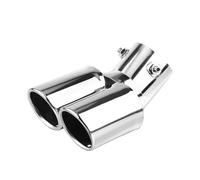 Curved Slant Exhaust Tip Rear Tailpipe 1PCS Universal 63MM Inlet Double-tube Curved Tailpipe Muffler Tip ModifiedCar Rear Tail Throat Liner(Silver)