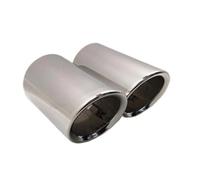 Curved Slant Exhaust Tip Rear Tailpipe For A1 For A3 For A4 B8 2009-2013 2014 2015 2016 For Q5 2009 2010 2011 2012 2PC Exhaust Muffler Tips(Silver)