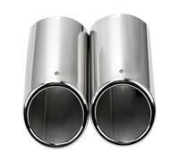 Curved Slant Exhaust Tip Rear Tailpipe For A4 B8 2009-2016 For Q5 2009-2012 For A3 A1 2pcs Car Exhaust Tip Muffler Pipe Cover Auto Accessories(Silver)