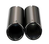 Curved Slant Exhaust Tip Rear Tailpipe For A4 B8 2009-2016 For Q5 2009-2012 For A3 A1 2pcs Car Exhaust Tip Muffler Pipe Cover Auto Accessories(Black)