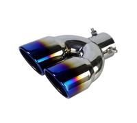 Curved Slant Exhaust Tip Rear Tailpipe Universal 63mm Car Inlet Double-Barrel Rear Exhaust Tip Tail Pipe Muffler Black Titanium Outlet Stainless Steel(Blue Z)