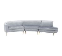 Beliani 4 Seater Curved Velvet Sofa Light Grey Moss, Grey