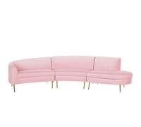 Beliani 4 Seater Curved Velvet Sofa Pink Moss