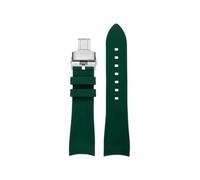 Curved Soft Silicone Watch band 22mm Fit for Casio Edifice Racing ECB-900DB(A-Green Silver)