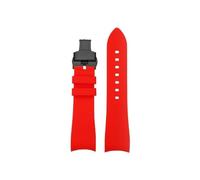 Curved Soft Silicone Watch band 22mm Fit for Casio Edifice Racing ECB-900DB(A-Red Black)