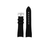 Curved Soft Silicone Watch band 22mm Fit for Casio Edifice Racing ECB-900DB(Black Silver)