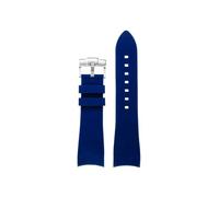 Curved Soft Silicone Watch band 22mm Fit for Casio Edifice Racing ECB-900DB(Blue Silver)