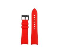 Curved Soft Silicone Watch band 22mm Fit for Casio Edifice Racing ECB-900DB(Red Black)