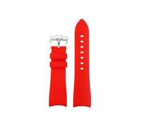 Curved Soft Silicone Watch band 22mm Fit for Casio Edifice Racing ECB-900DB(Red Silver)