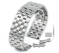 Curved Solid Stainless Steel Brushed Metal Watch Band Strap Buckle Clasp18mm-22mm Silver