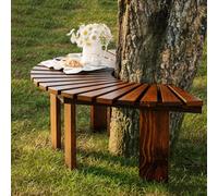 Curved Solid Wood Wrap Around Tree BenchBackless Outdoor Seating for Par Gardens & YardsHalf Round FanSd Slatted Seat in Brown