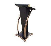 Curved Stainless Steel Podium Adjustable Pulpit for Church & Classroom Stylish Conference Speaker Stand (Black)& Modern Design