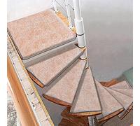 Curved Stair Tread Non-Slip Carpet Mats for Left/Right Turns Self-Adhesive Spiral Stair Covers Protective Cushion Rugs Beige 70x70 cm - 1 Piece