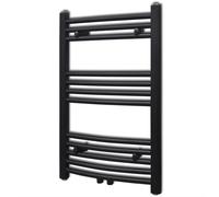 Curved Steel Towel Rail Central Heating Bathroom Radiator Black 500 x 764 mm