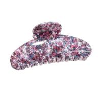 Curved Teeth Hair Clasp Oval Speckled Glossy Look, Rose red