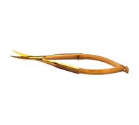 Curved Tip Gold Scissors, Stainless Steel Eyebrow Trimmers with Spring for Eyelash Extension, Russian Dead Skin Cuticle Remover, Embroidery Scissors, 4.7 in / 12 cm Length