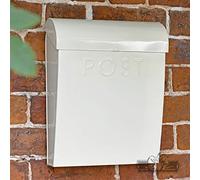 Curved Top Contemporary Wall Mounted Post and Mail Box - Various Colours Available - Cream Finish