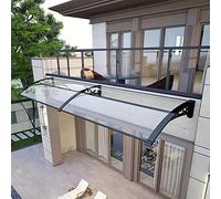 Curved Transparent Door Canopy 60 x 290 cm UV-Resistant Polycarte Black Outdoor Support for Porch, Garden, Patio Protect - Weatherproof Cover