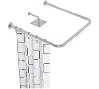 Curved U-Shaped Shower Curtain Rod - Adjustable Tension Bar for Bathtubs & Windows 304 Stainless Steel Silver Finish 80x80x80cm - Ideal for Contemporary Bathrooms