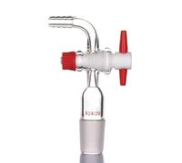 Curved Vacuum Glass Adapter,Borosilicate Glass Adapter with PTFE Stopcock Standard Ground Mouth (19/26)