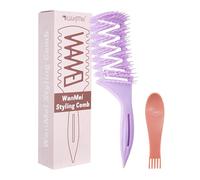 Curved Vented Hair Brush for Women - Lightweight Detangling & Blow Dry Styling Comb for Long, Thick, Curly or Straight Hair, Anti-Frizz Paddle Brush with Cleaning Claw