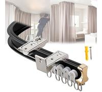 Curved Wall/Ceiling Mount Curtain Rod - Sturdy L/U Shape Room Divider with Pulley Ideal for Sliding Curtains in Living Room Bedroom or Shower.