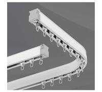 Curved White Heavy Duty Shower Curtain Track Rail Aluminum Wall/Ceiling Mounted Sliding System for RV 1.2m/4ft Ideal for Bathrooms & Spaces