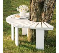 Curved Wooden Bench Solid Wood Slatted Backless Half-Round Seat for Outdoor Garden Park Tree Seating - and Slish Patio Fur