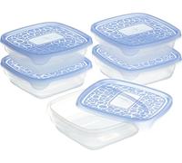 Curver 00469-862-00 Take-Away food storage container, Set of 5, 0.6 L transparent/Blue