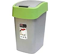 Curver 02171-P 80-00 Flip B Waste Bin 25-Litre Silver/Green