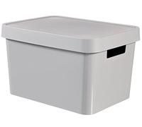 Curver 04743-099-01 Infinity Plastic Storage Box with Lid, Light Grey, 36.3 x 27 x 22 cm, 17 L