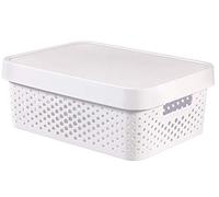 Curver 04753-n23-00 Infinity Dots White plastic storage box with lid 27 x 36.60 x 15.20 cm 11 Litres