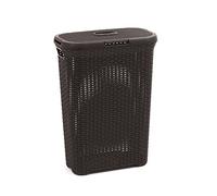 Curver 193009 Faux Rattan Laundry Basket 40 Liters Polypropylene 44.7 x 26.5 x 61.5 cm chocolate