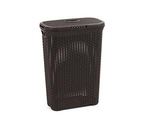 Curver 193009 Faux Rattan Laundry Basket 40 Liters Polypropylene 44.7 x 26.5 x 61.5 cm chocolate