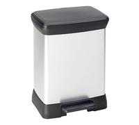 Waste Bin Foot Pedal Lid Silver Metallic Surface 30L Garbage Container Durable