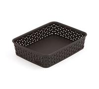 Curver 203415 Rattan-Look Office Basket, A5 Size, Polypropylene, Chocolate, chocolate, 25,6 x 20 x 6 cm