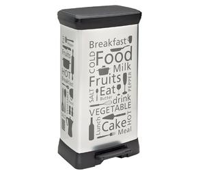 Curver 205873 Rectangular Decorative Kitchen Pedal Bin Polypropylene Silver (39 x 29 x 73 cm)